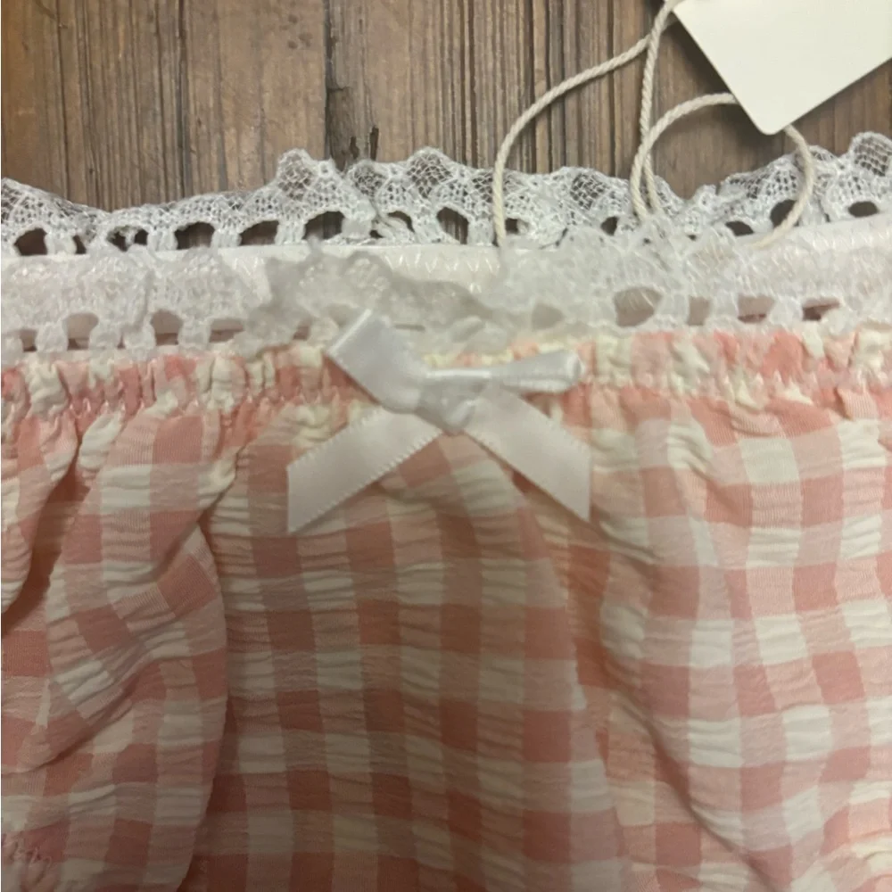 NWT for love and lemons pink gingham lingerie set - Picture 7 of 16
